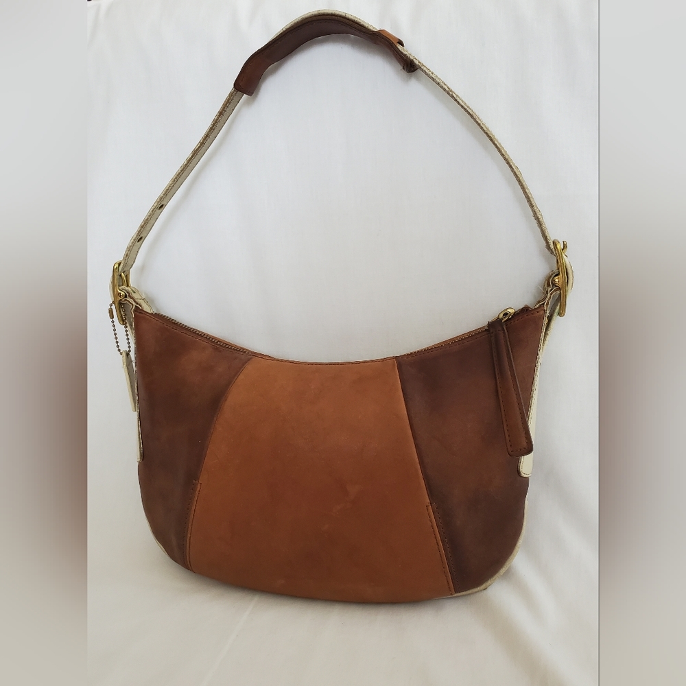 Vintage COACH COLOR-BLOCKED 💯 LEATHER Shoulder Bag Handbag Unique Classic Luxury - Picture 13 of 13
